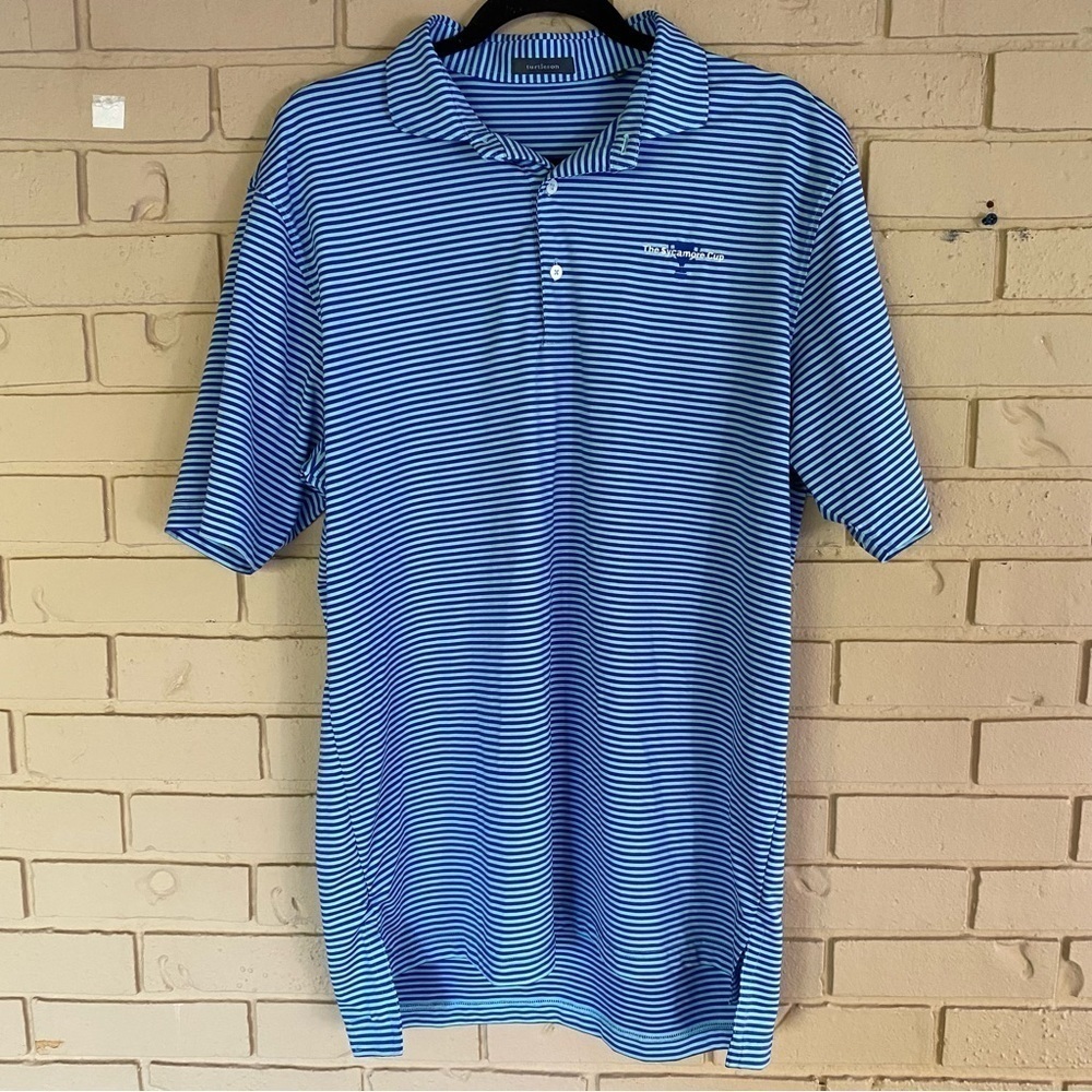 Turtleson polo Mens large striped Embroidered golf performance Shirt Athleisure